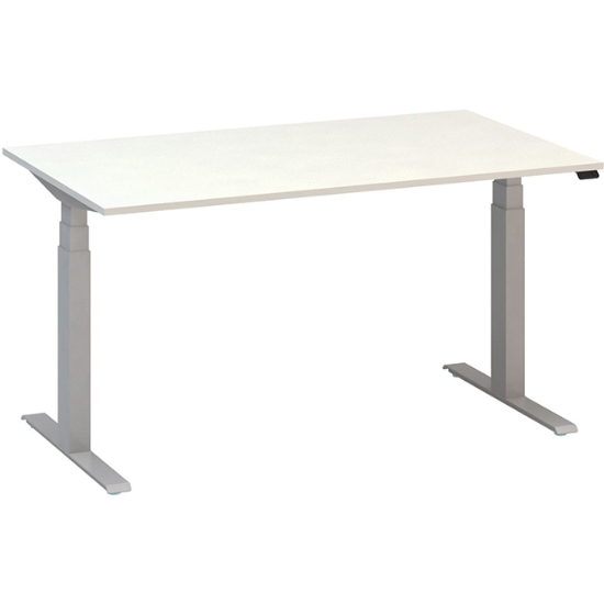 Obrázek ALFA UP stůl výškově stavitelný 140 cm  - bílá / šedé podnoží