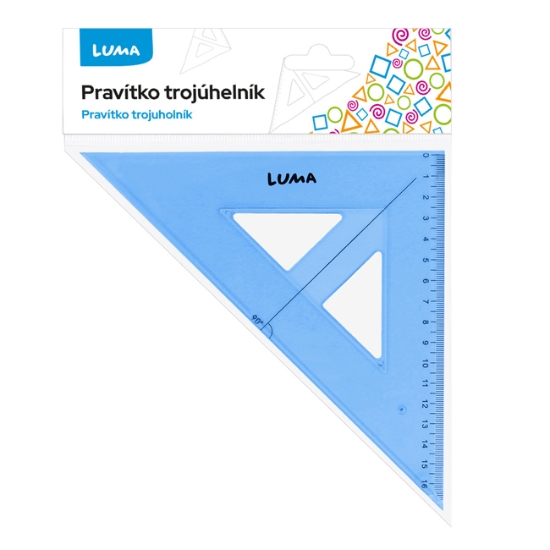 Obrázek Pravítko trojúhelník s ryskou, modré LUMA