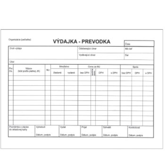 Obrázek Výdajka - Prevodka A5 samoprepis SK S 067