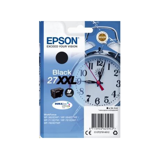 Obrázek Epson originální ink C13T27914012, 27XXL, black, 34,1ml, Epson WF-3620, 3640, 7110, 7610, 7620