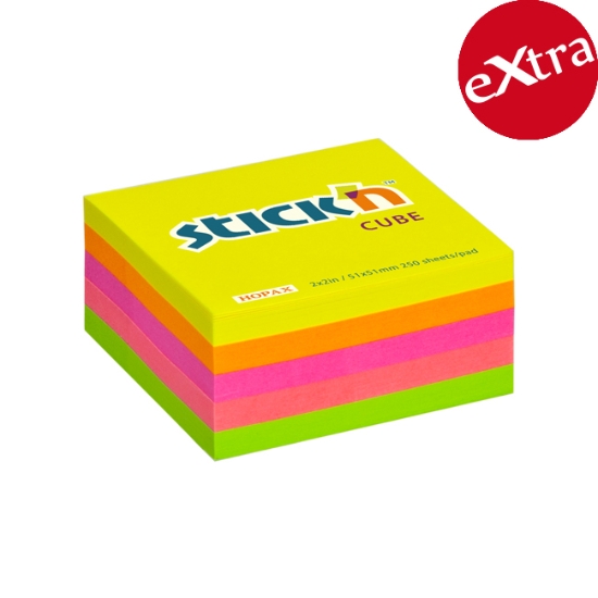 Obrázek Bloček mini samolepicí STICK 'N 51 x 51 mm, 250 l - neonový mix