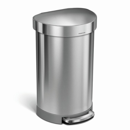 Obrázek Pedálový odpadkový koš Simplehuman – 45 l, půlkulatý, matná ocel