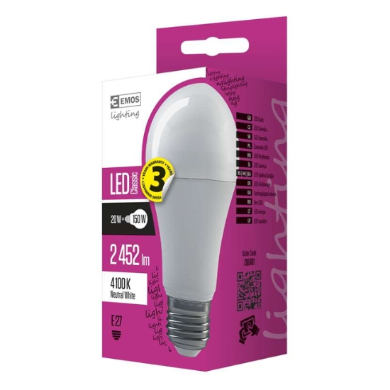 Obrázek LED žárovka A60 PREMIUM 20W E27 NW