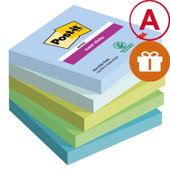 Obrázek Bloček samolepicí Post-it Super Sticky 76 x 76 mm - OASIS / 5 x 90 l 