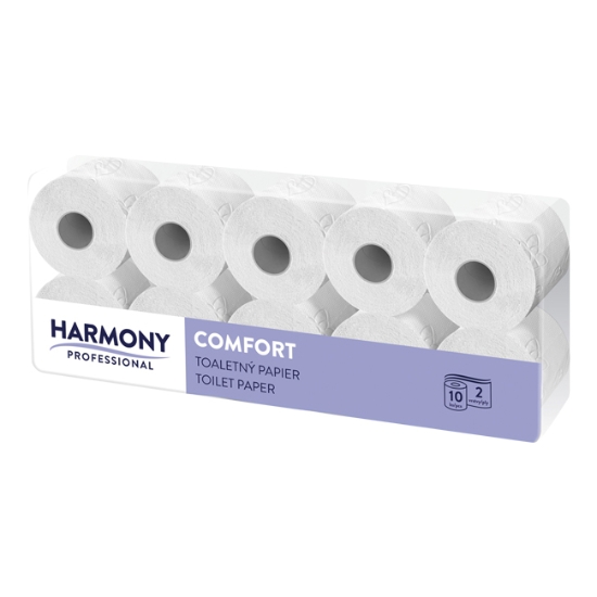 Obrázek Papír toaletní Harmony Professional, 2 vrstvy, bělený recykl / 10 ks