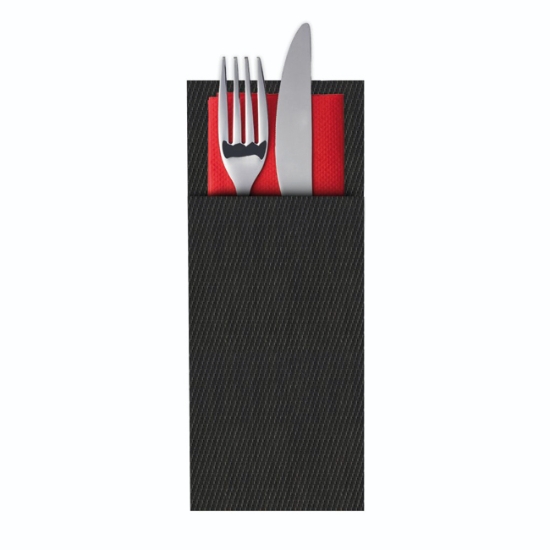 Obrázek Sada kapes na příbory RÁMEČKY 24 x 9 cm - antracit / 6 ks