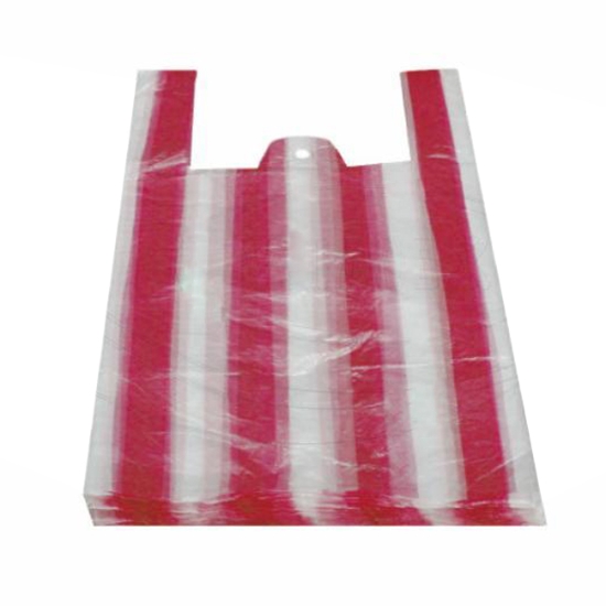 Obrázek Mi taška 10 kg 30+18x55 cm SILNÁ - červeno-bílé pruhy / 100 ks