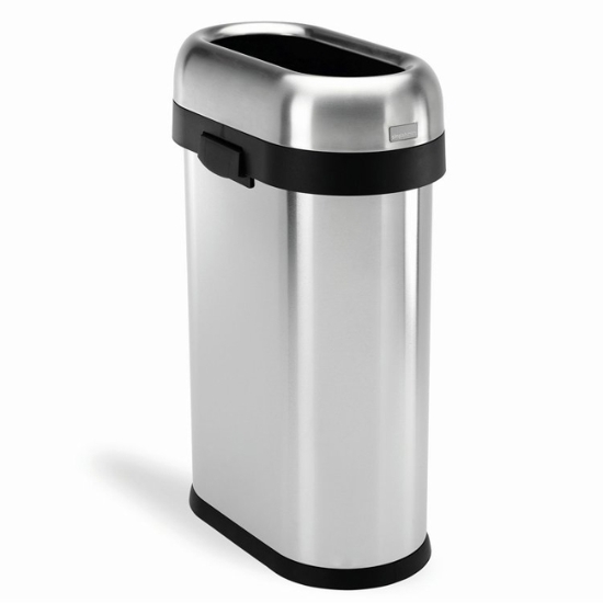 Obrázek Odpadkový koš Simplehuman pro obchodní prostory – 50 L, SLIM, otevřený, kartáčovaný nerez