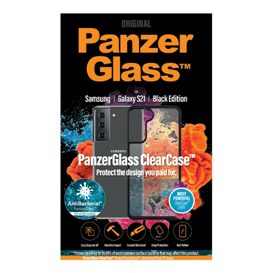 Obrázek PanzerGlass ClearCase Antibacterial pro Samsung Galaxy S21 Black edition