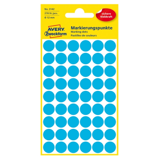 Obrázek Etikety Avery-Zweckform - Označovací kolečka ø 12 mm - modrá / 270ks