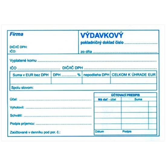 Obrázek Výdavkový pokladničný doklad A6 s DPH - 100 list. - samoprepis - IGAZ 52