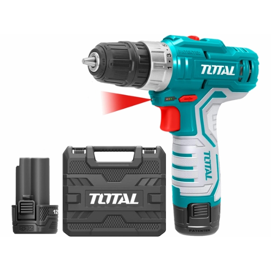 Obrázek Šroubovák vrtací aku, 2x1500mAh, 12V Li-Ion TOTAL-TOOLS