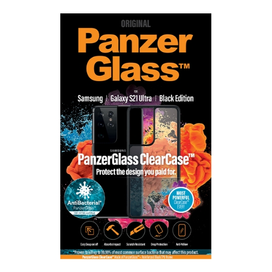 Obrázek PanzerGlass ClearCase Antibacterial pro Samsung Galaxy S21 Ultra Black edition