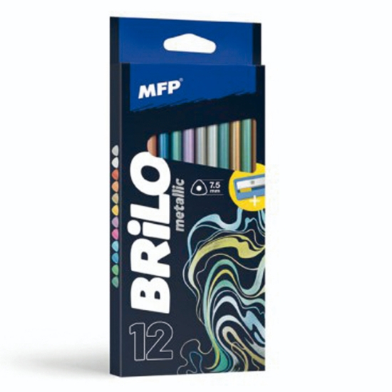 Obrázek Pastelky MFP Metalické triangular s ořezávátkem / 12 ks