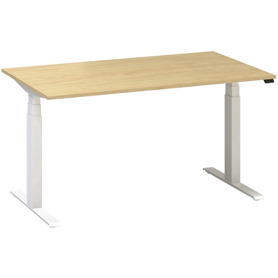 Obrázek ALFA UP stůl výškově stavitelný 140 cm  - divoká hruška / bílé podnoží