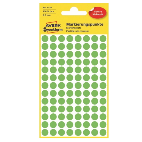 Obrázek Etikety Avery-Zweckform - Označovací kolečka ø 8 mm - neon zelená / 416ks