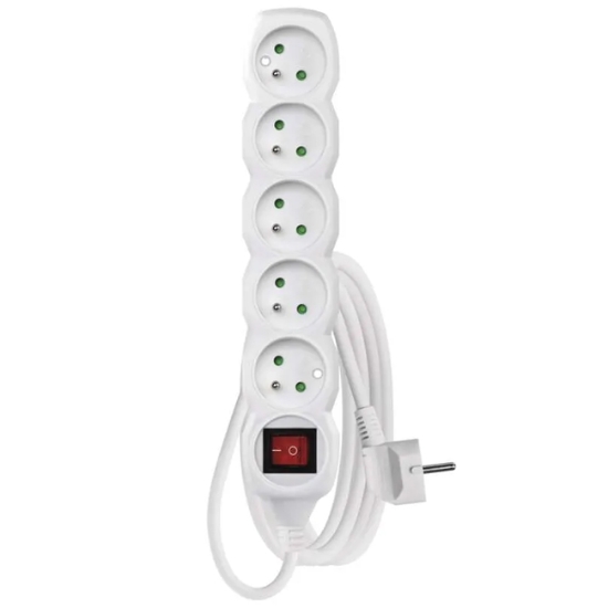 Obrázek Prodlužovací kabel, 5 zásuvek s vypínačem  3 m