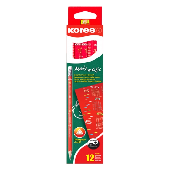 Obrázek Tužka grafitová KORES trojhranná HB s gumou / 12 ks