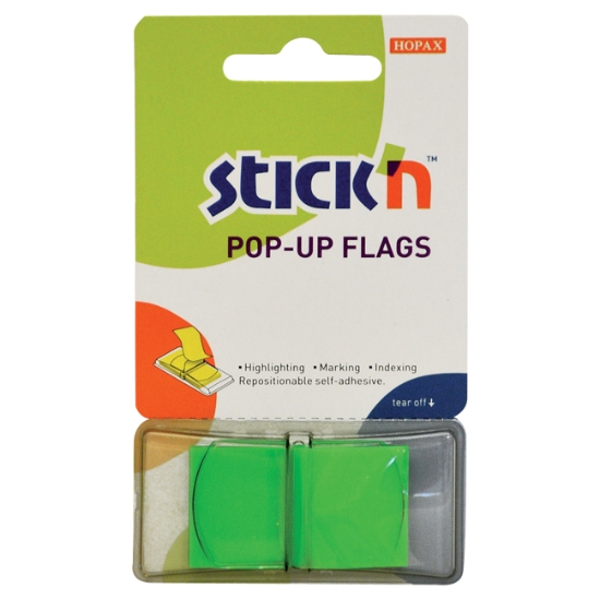 Obrázek Záložky samolepicí plastové STICK 'N 45 x 25 mm - zelená / 50 ks
