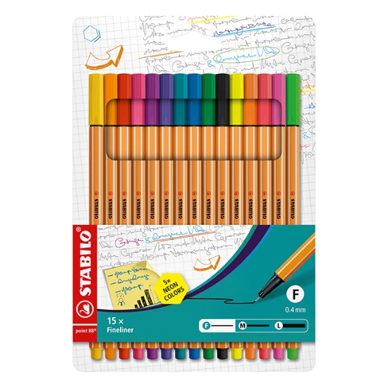 Obrázek Liner STABILO point 88 / sada 15 ks (10+5 neon colors)