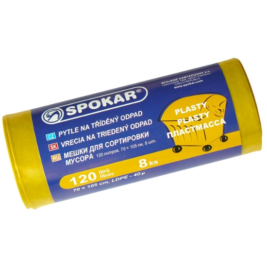 Obrázek Sáčky na tříděný odpad 120 litrů - žluté / 8 ks