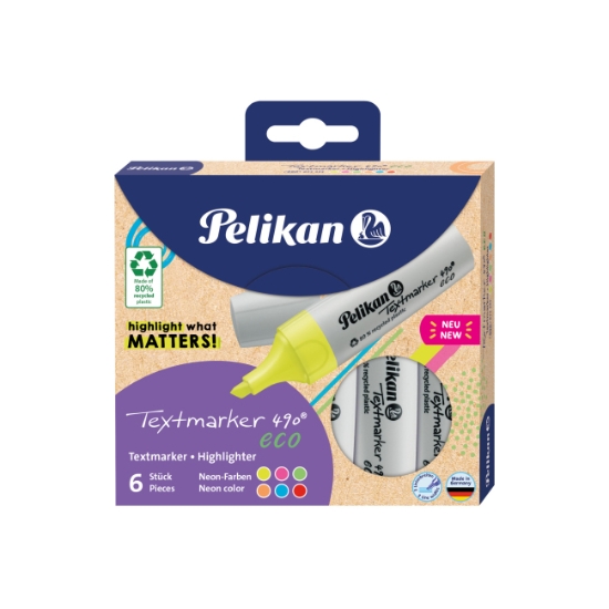 Obrázek Sada zvýrazňovačů PELIKAN Textmarker 490 eco NEON 6 ks