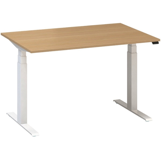 Obrázek ALFA UP stůl výškově stavitelný 120 cm - buk / bílé podnoží