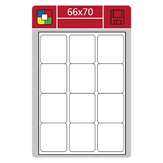 Obrázek Etiketa L 66 x 70 mm A4 - bílá / 100 archů