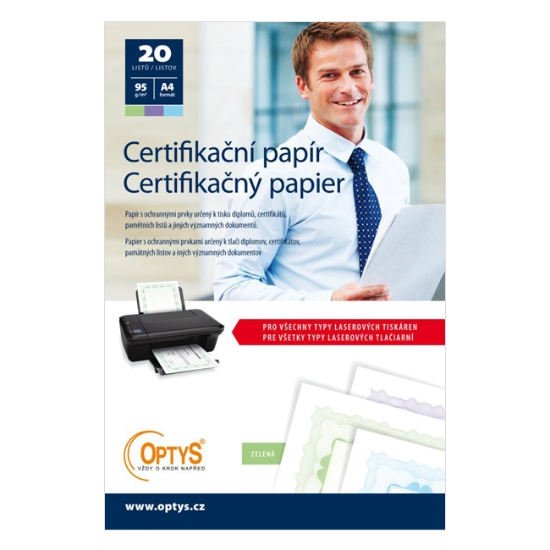 Obrázek Papír certifikační A4 95 g 20 archů - zelená