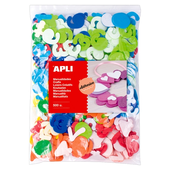 Obrázek APLI pěnovka tvary číslice - Jumbo pack, samolepicí, mix barev - 500 ks