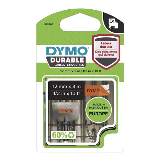 Obrázek Dymo páska D1 vinylová 12 mm x 3 m - oranžová