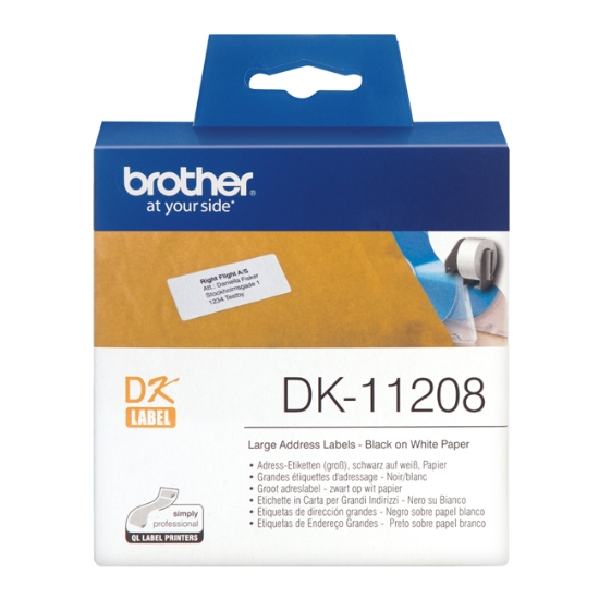 Obrázek Brother papírové štítky 38mm x 90mm DK11208 - bílá / 400 ks