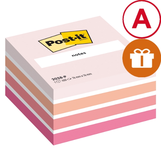 Obrázek Post-it® kostka, odstíny růžové, 450 lístků,  76 x 76 mm
