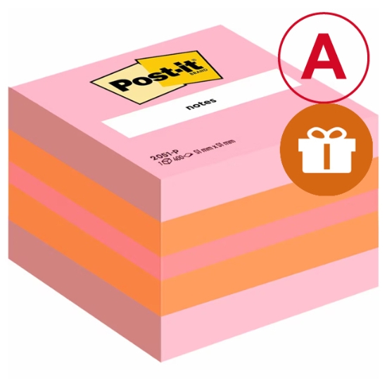 Obrázek Mini kostka Post-It 51x51 mm  400 l - růžová