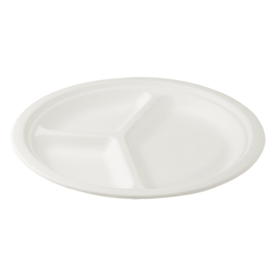 Obrázek Talíř dělený na 3 porce BIO cukrová třtina Ø 26 cm [50 ks] 
