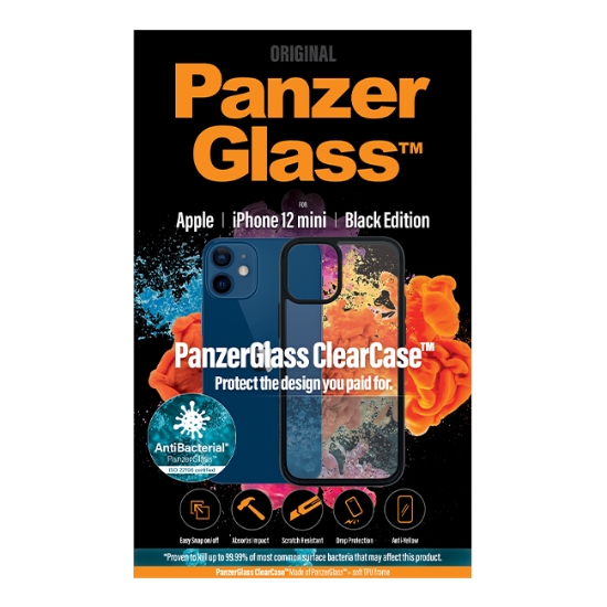 Obrázek PanzerGlass ClearCase Antibacterial pro Apple iPhone 12 mini Black edition
