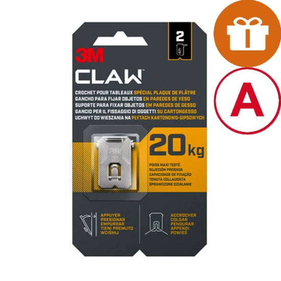 Obrázek Háček do sádrokartonu 3M™ CLAW 20kg 3PH20-1WMR/2 ks
