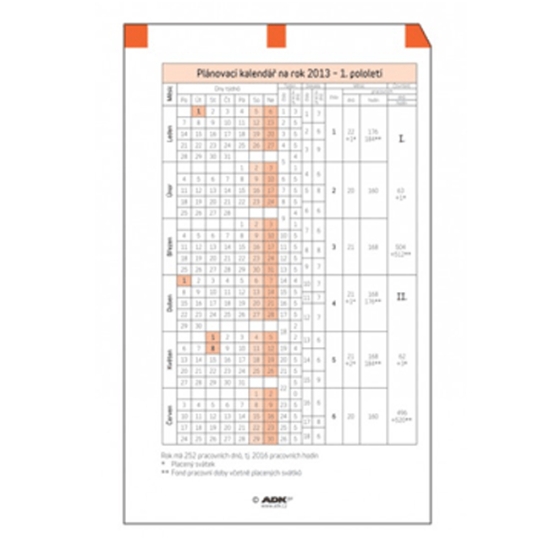 Obrázek Kalendár plánovacie A5 2026 1 list SK 