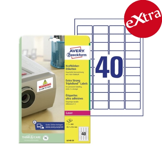 Obrázek Etikety s trojnásobnou lepivostí 45.7 x 25,4 mm / 800ks