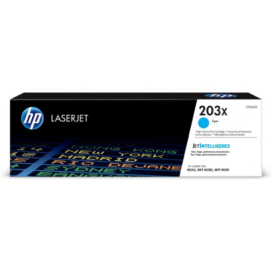 Obrázek Originální toner HP CF541X (203X), azurový, 2500 stran