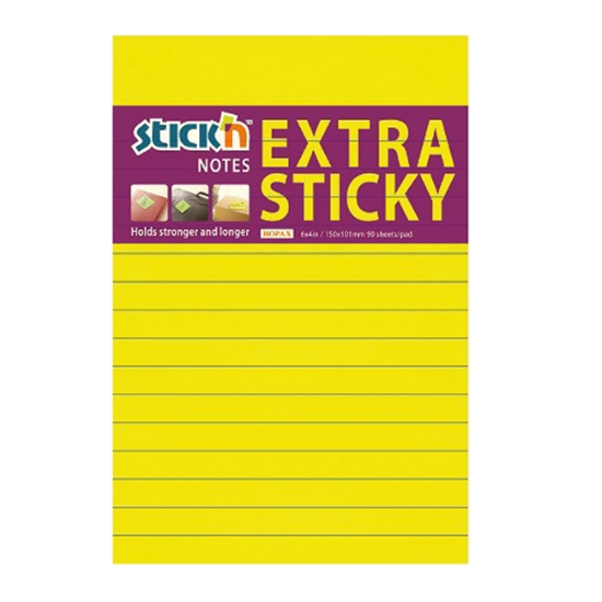 Obrázek Bločky samolepicí STICK'N Extra Sticky A6, 90 l - neonově žlutý