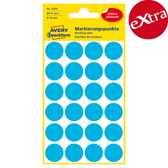 Obrázek Etikety Avery-Zweckform - Označovací kolečka ø 18 mm - modrá / 96ks