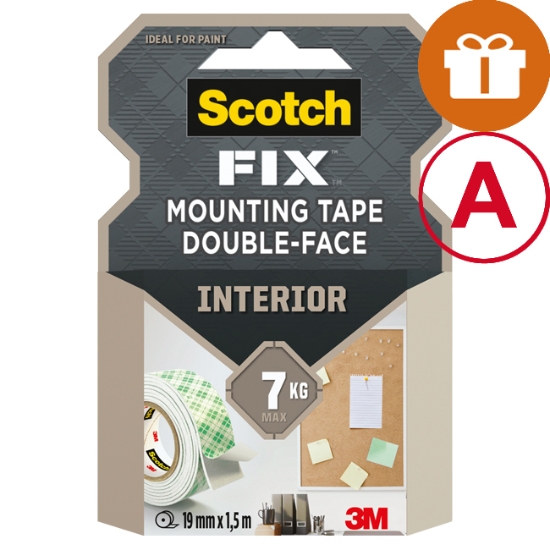 Obrázek Páska oboustranná montážní Scotch do interiéru 19 mm x 1,5 m