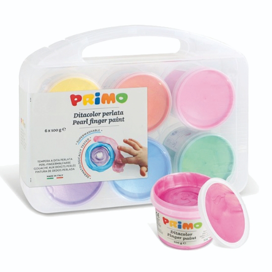 Obrázek Prstové barvy PRIMO, 6 barev x 100 ml - perleť