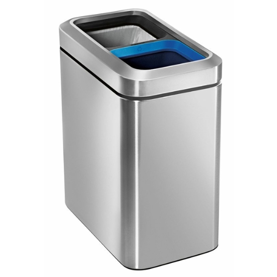 Obrázek Odpadkový koš na tříděný odpad, Simplehuman 20 l (10/10), otevřený, kartáčovaná nerez ocel