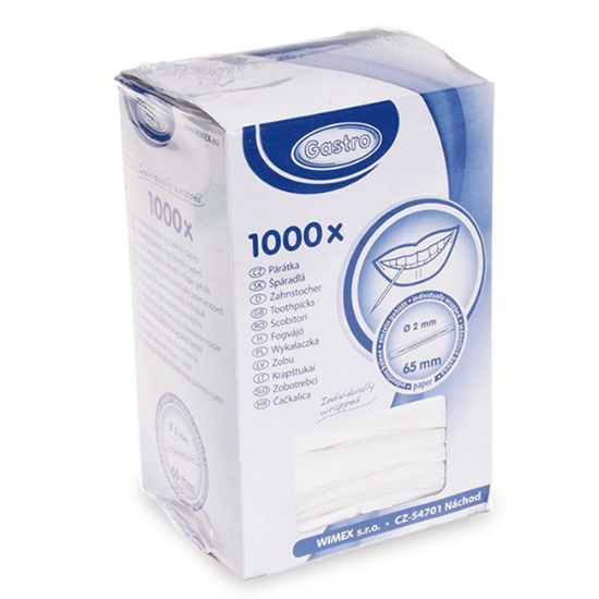 Obrázek Párátka dřevěná hygienicky balená v papíru 6,5 cm / 1000 ks