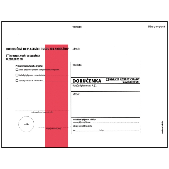 Obrázek Doručenka C5 červený pruh s poučením pro správní řád (1145789)