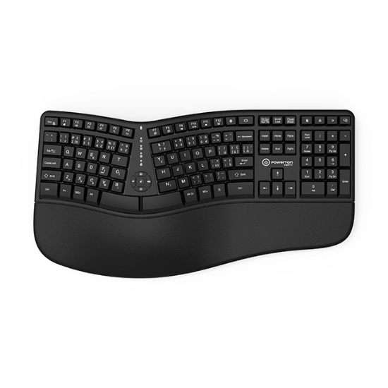 Obrázek Klávesnice ergonomická Powerton LANA, CZ/SK, drátová (USB) - černá