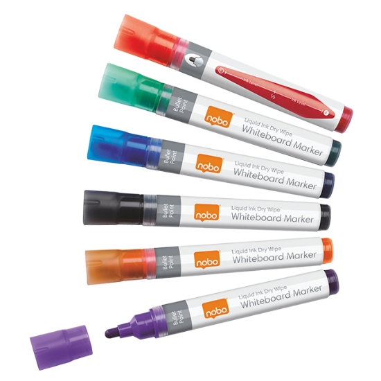 Obrázek Popisovač NOBO 3-in-1 LIQUID INK tenký - mix barev / 6 ks