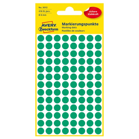 Obrázek Etikety Avery-Zweckform - Označovací kolečka ø 8 mm - zelená / 416ks